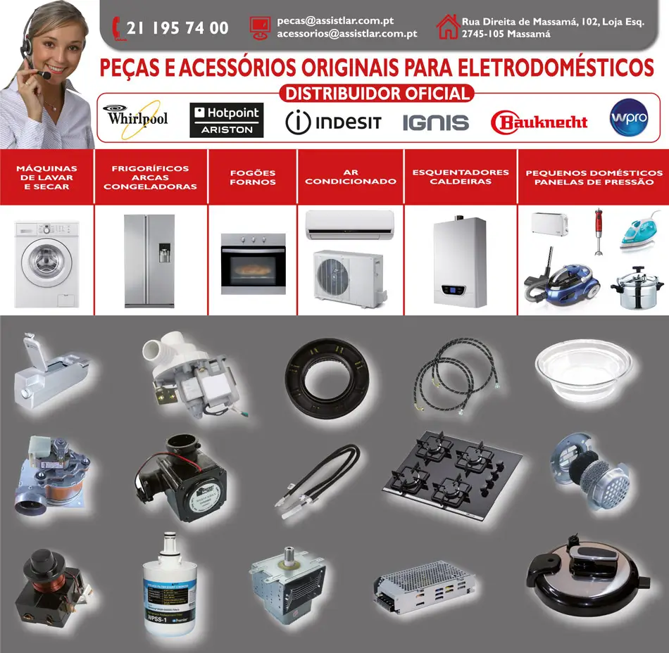 Flyers da Assistlar distribuidor oficial de Peças Originais para Eletrodomésticos das melhores marcas